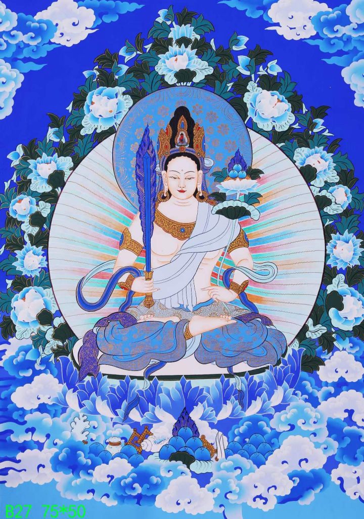 编号168-475415：蓝金唐卡-虚空藏菩萨（75*50CM左右）
