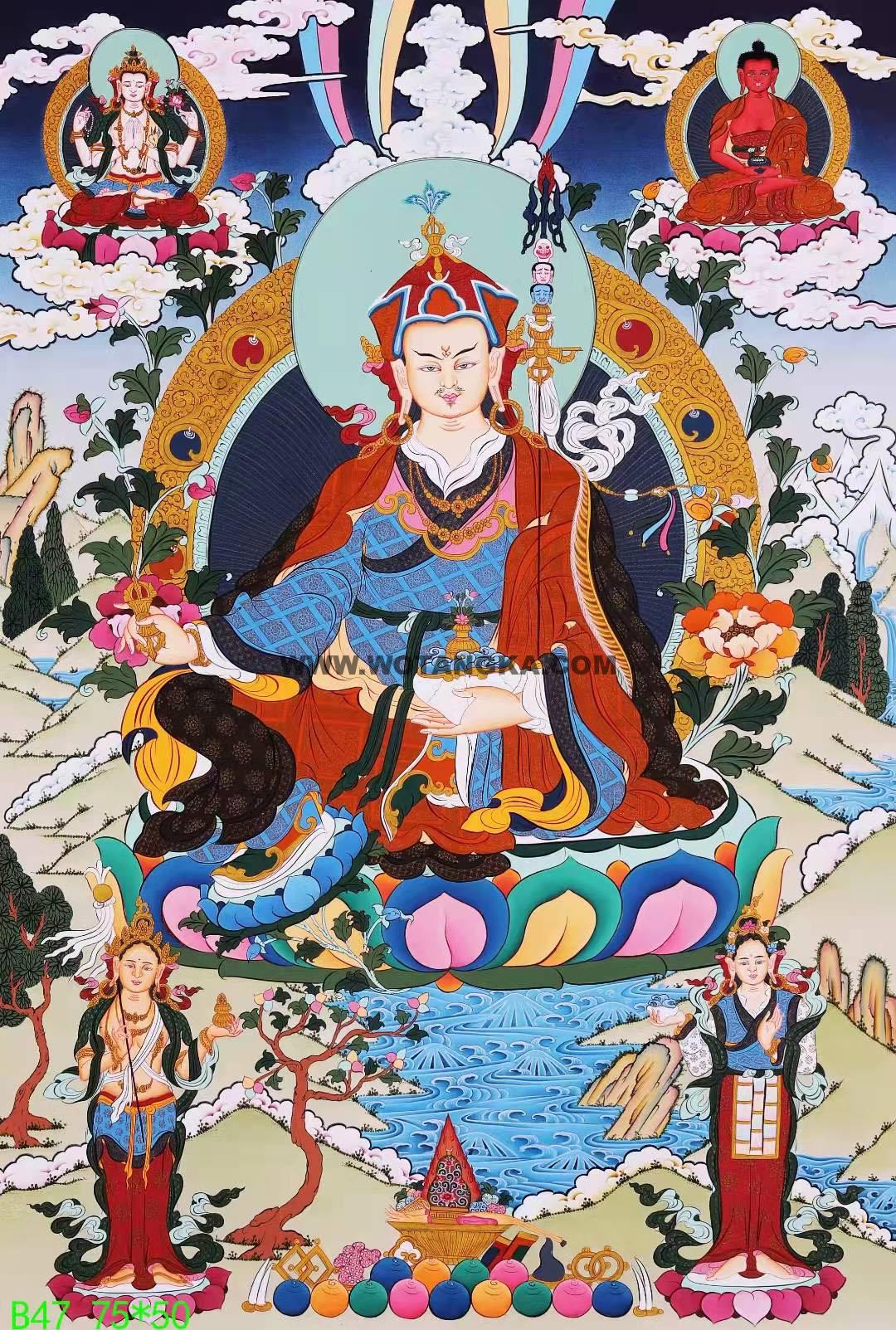编号168-294154:彩绘唐卡-莲花生大士(75*50CM左右)