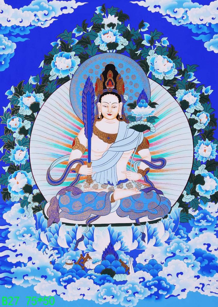 编号168-801464：蓝金唐卡-虚空藏菩萨（75*50CM左右）