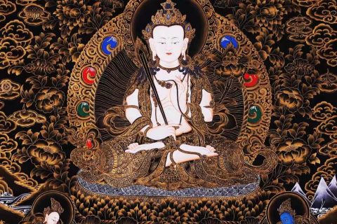 编号168-552006：黑金唐卡-虚空藏菩萨（76*54CM左右）