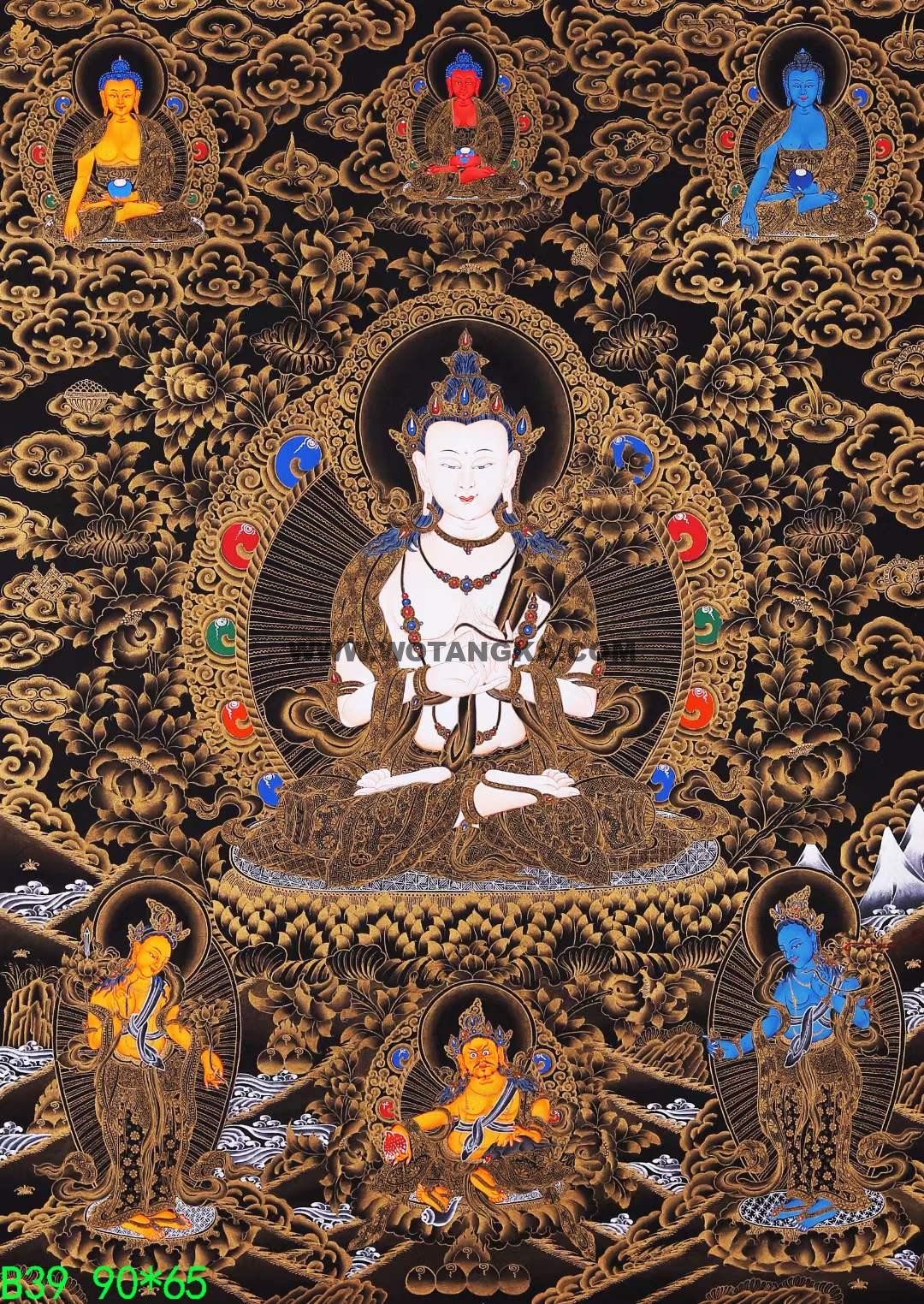 编号168-577816:黑金唐卡-大势至菩萨(90*65CM左右)