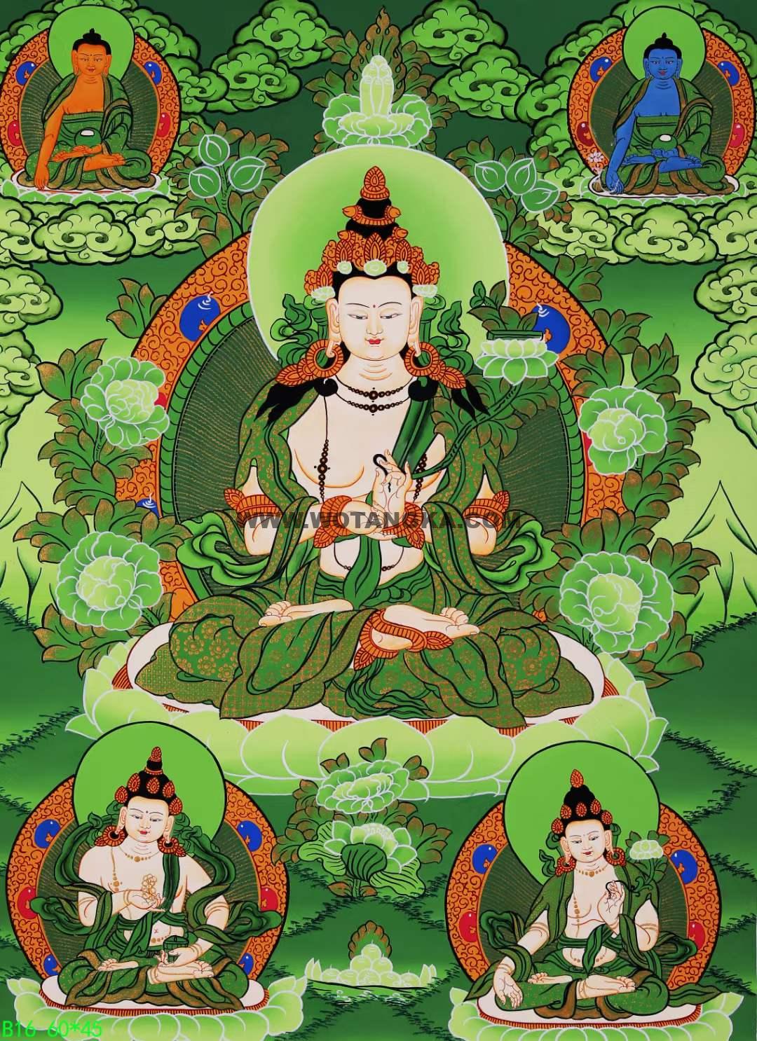 编号168-240864：绿金唐卡-大势至菩萨（60*46CM左右）