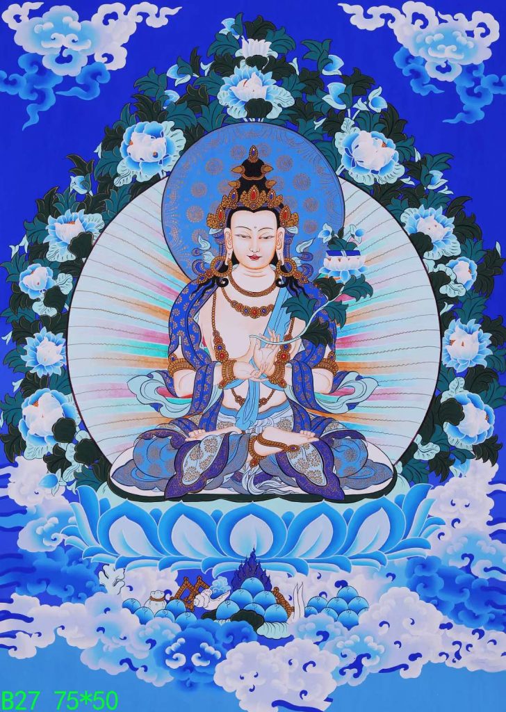 编号168-157793：蓝金唐卡-大势至菩萨（75*50CM左右）