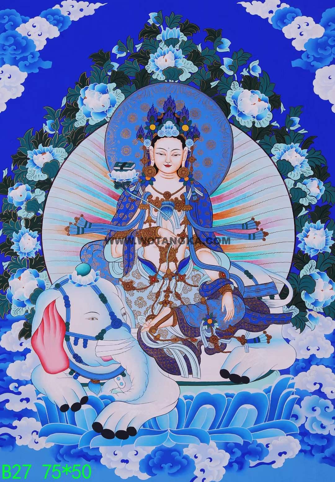 编号168-999169:蓝金唐卡-普贤菩萨(75*50CM左右)