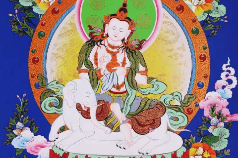 编号168-842340：彩绘唐卡-普贤菩萨（70*50CM左右）