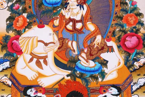 编号168-977572：彩绘唐卡-普贤菩萨（70*50CM左右）