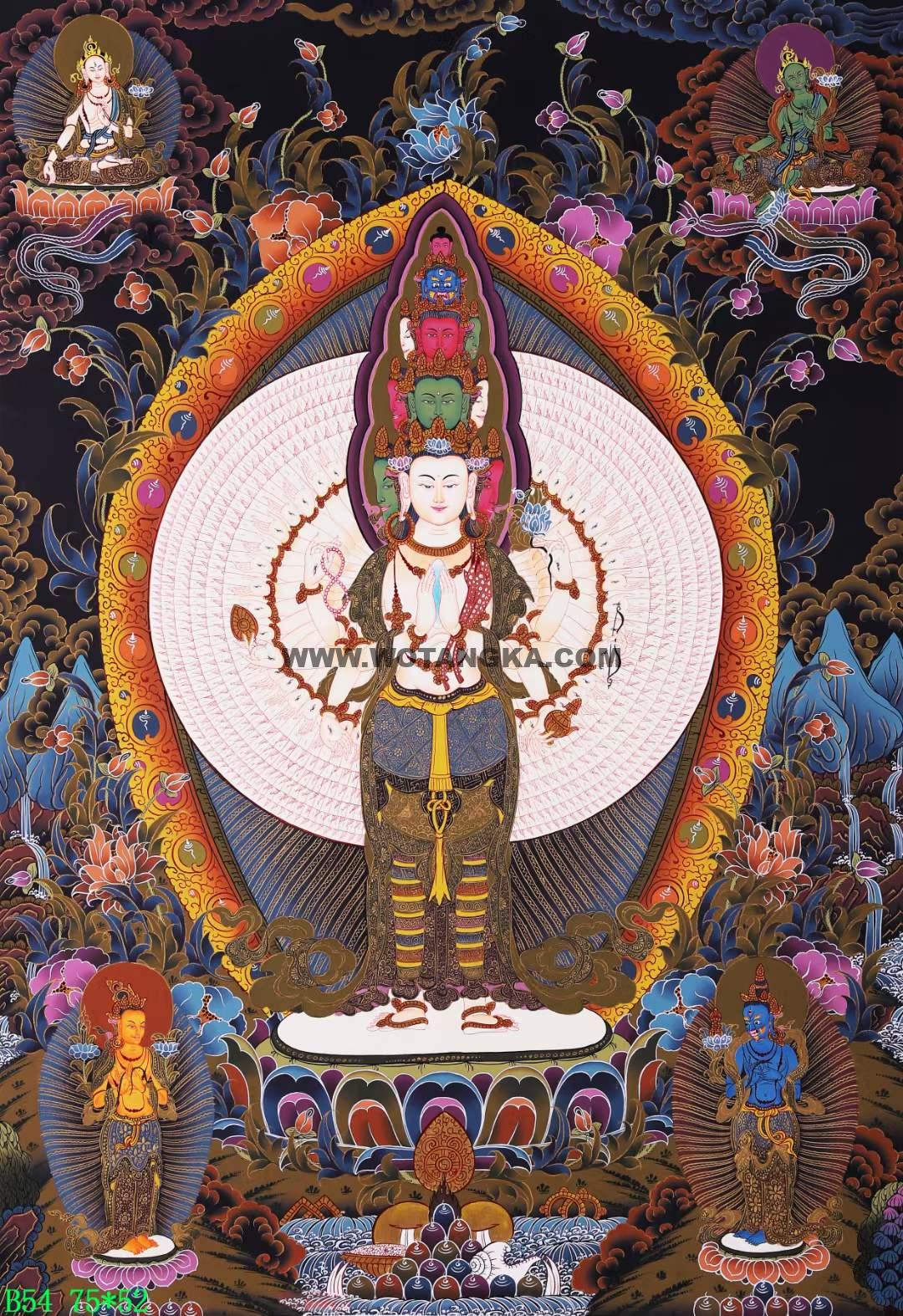 编号138-614450:彩绘唐卡-千手观音(75*52CM左右)