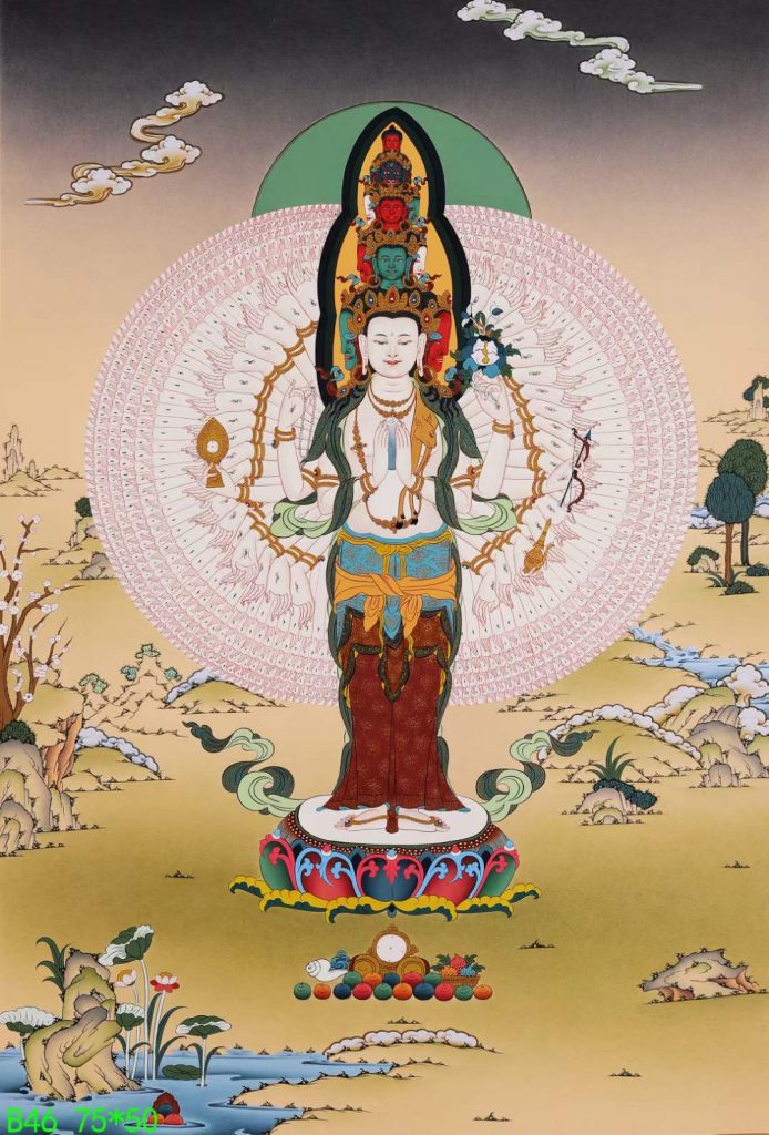 编号168-702335：彩绘唐卡-千手观音（75*50CM左右）