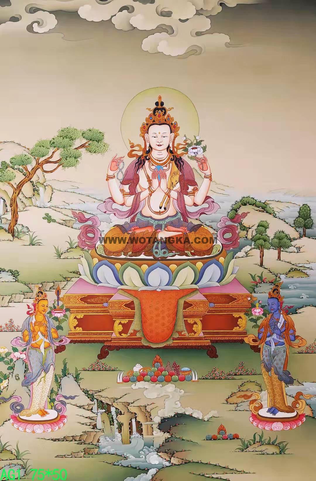 编号168-962597:嘎玛嘎赤-四臂观音(75*50CM左右)