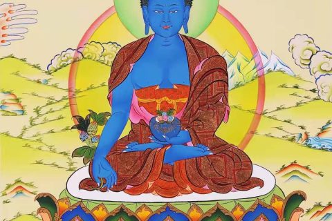 编号168-238582：彩绘唐卡-药师佛（60*42CM左右）