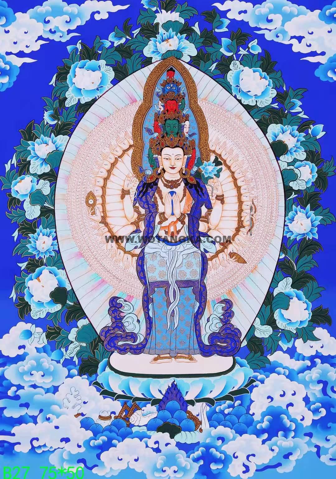 编号168-483189:蓝金唐卡-千手观音(75*50CM左右)