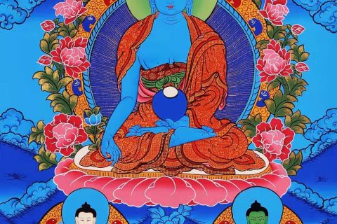 编号168-772186：彩绘唐卡-药师佛（60*45CM左右）