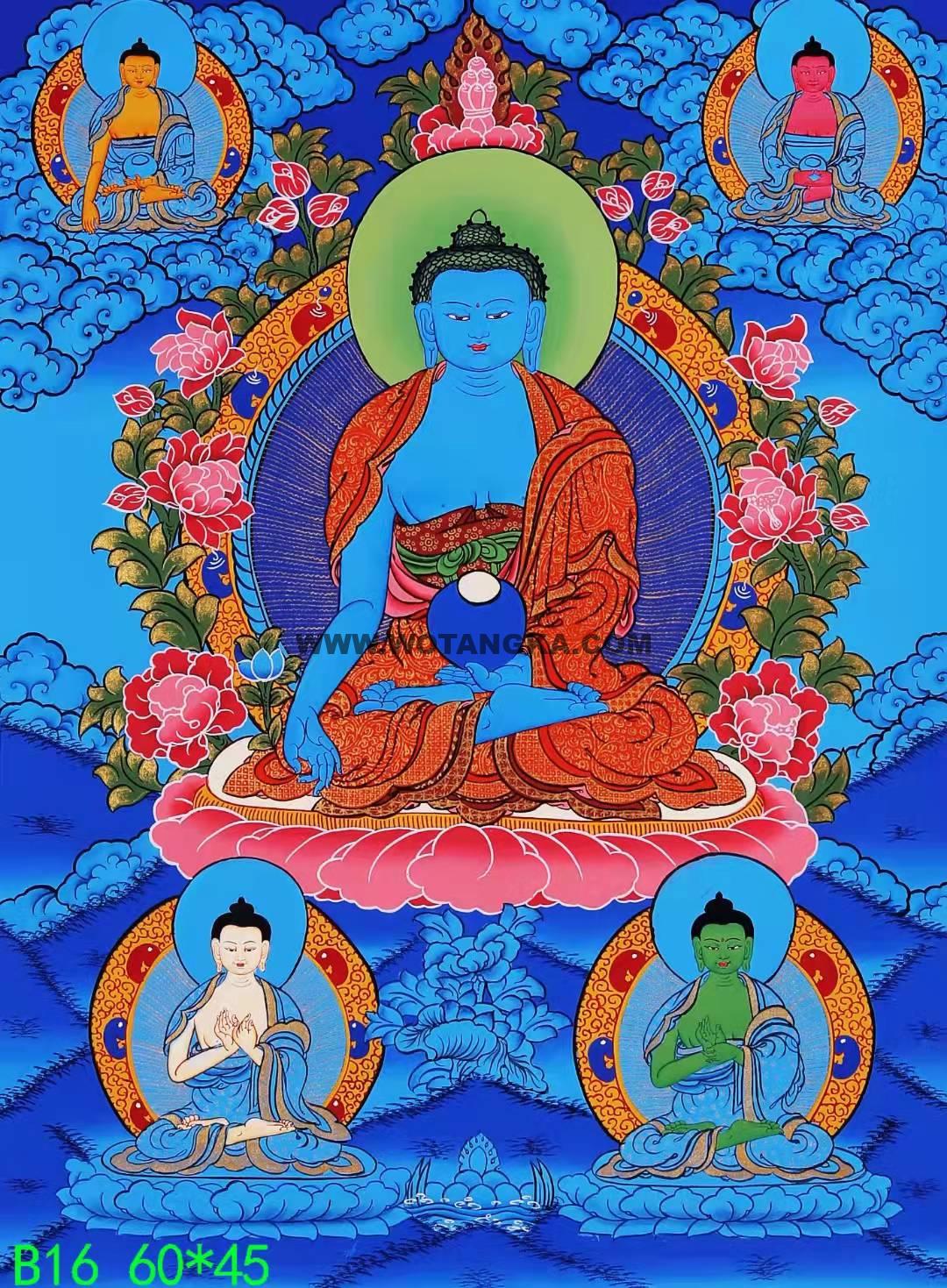 编号168-772186:彩绘唐卡-药师佛(60*45CM左右)