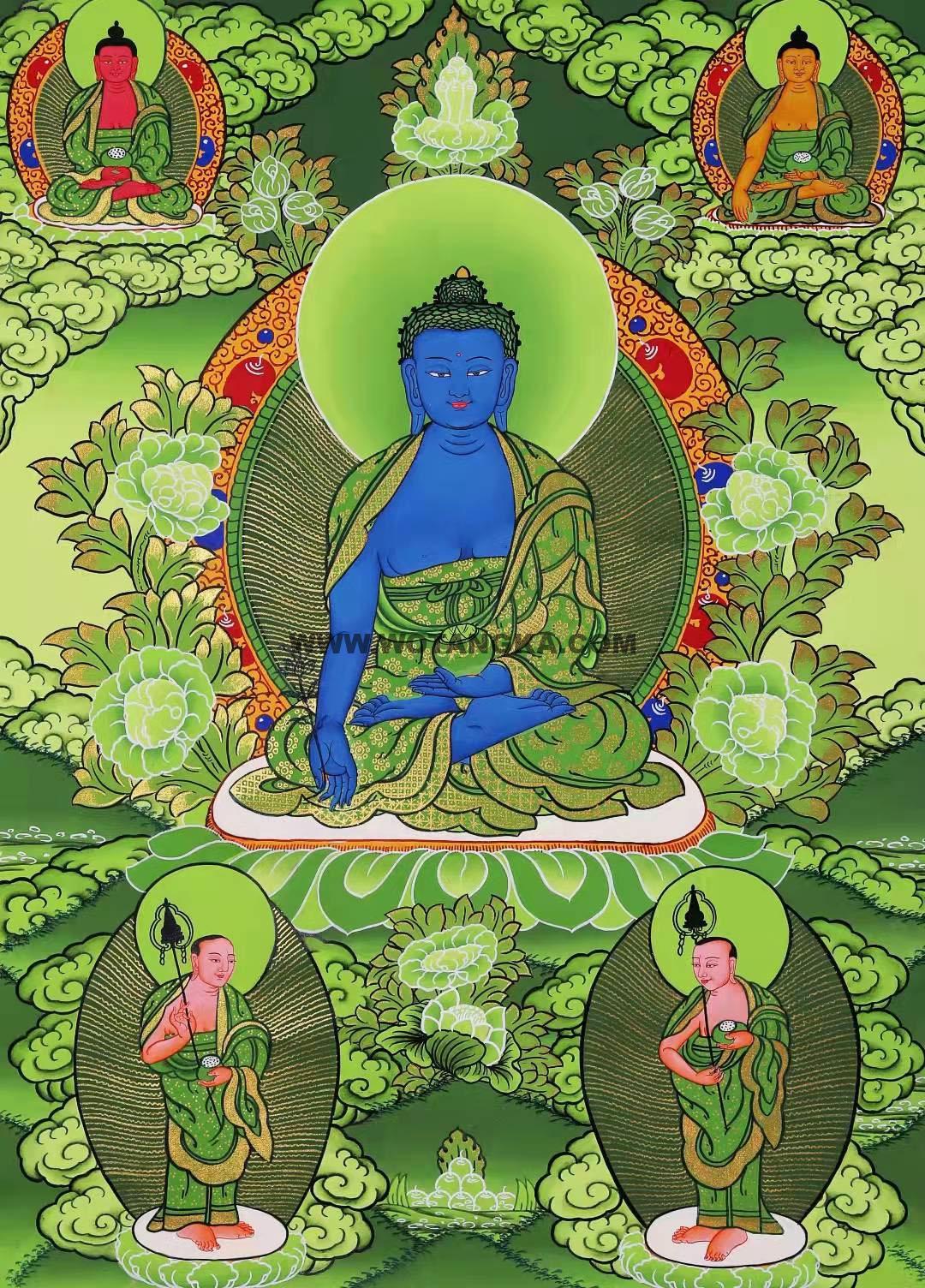 编号168-331200：彩绘唐卡-药师佛（60*45CM左右）