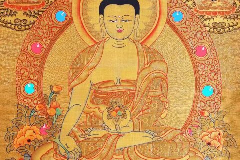 编号138-759585：黄金唐卡-药师佛（55*40CM左右）