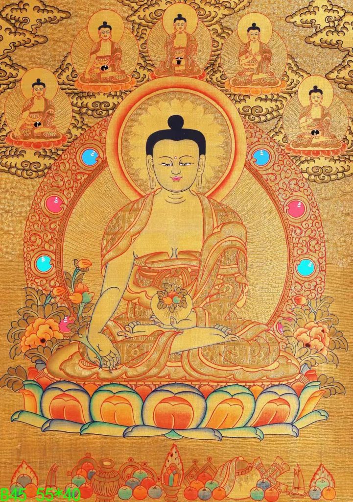 编号168-477890：黄金唐卡-药师佛（55*40CM左右）