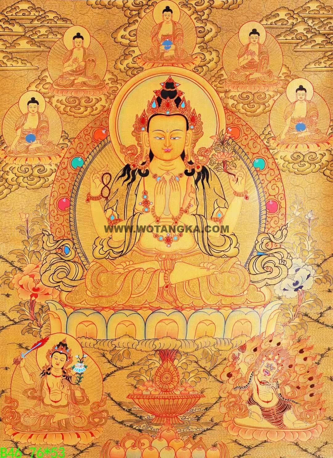2022.03.22-四臂观音刻金黄金唐卡推荐与赏析