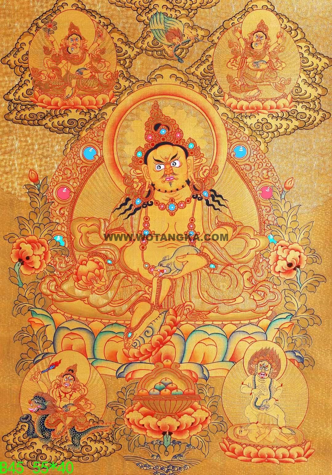 编号168-868491：黄金唐卡-五方财神（55*40CM左右）