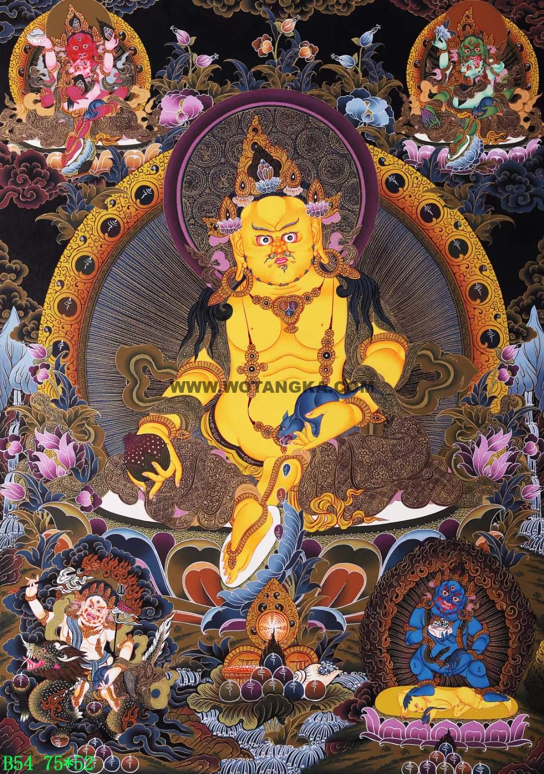 编号168-757851：彩绘唐卡-五方财神（75*52CM左右）