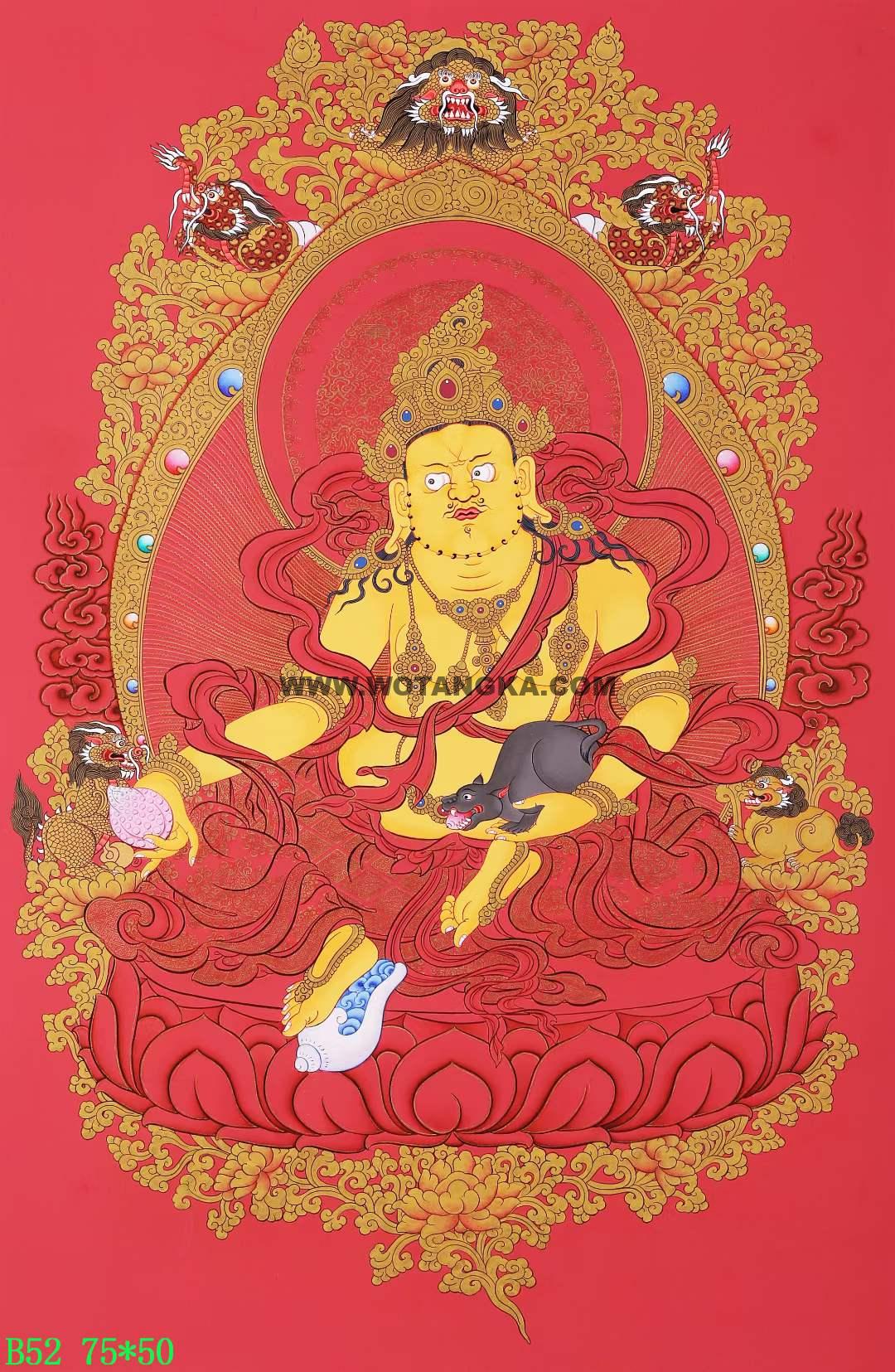 编号168-475010:红金唐卡-黄财神(75*50CM左右)