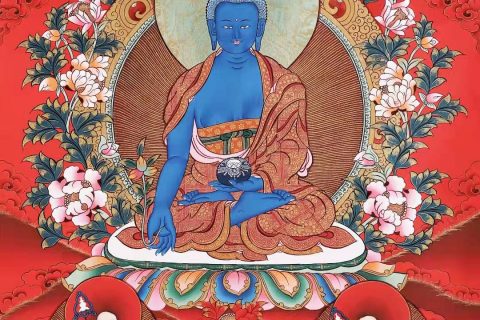 编号168-115837：红金唐卡-药师佛（75*52CM左右）