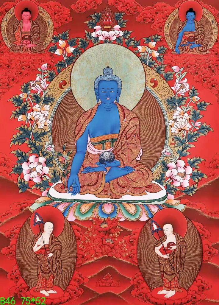 编号168-115837：红金唐卡-药师佛（75*52CM左右）