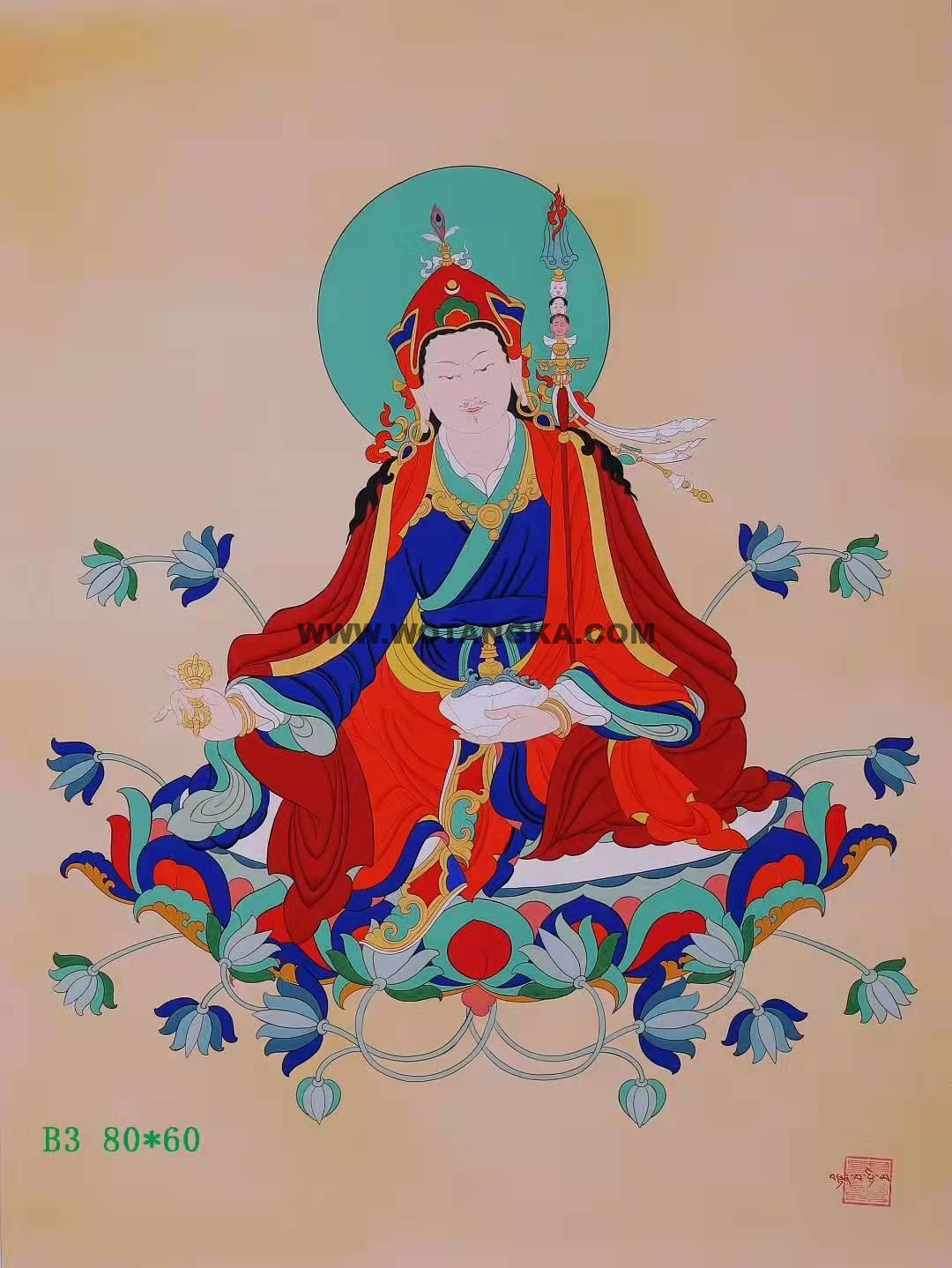 编号168-669984：彩绘唐卡-莲花生大士（80*60CM左右）