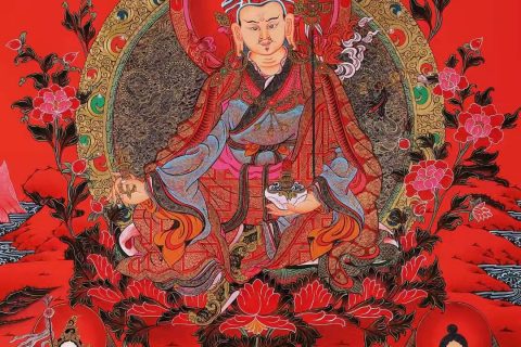 编号168-539574：红金唐卡-莲花生大士（75*50CM左右）