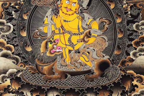 编号168-660681：黑金唐卡-财宝天王（61*46CM左右）