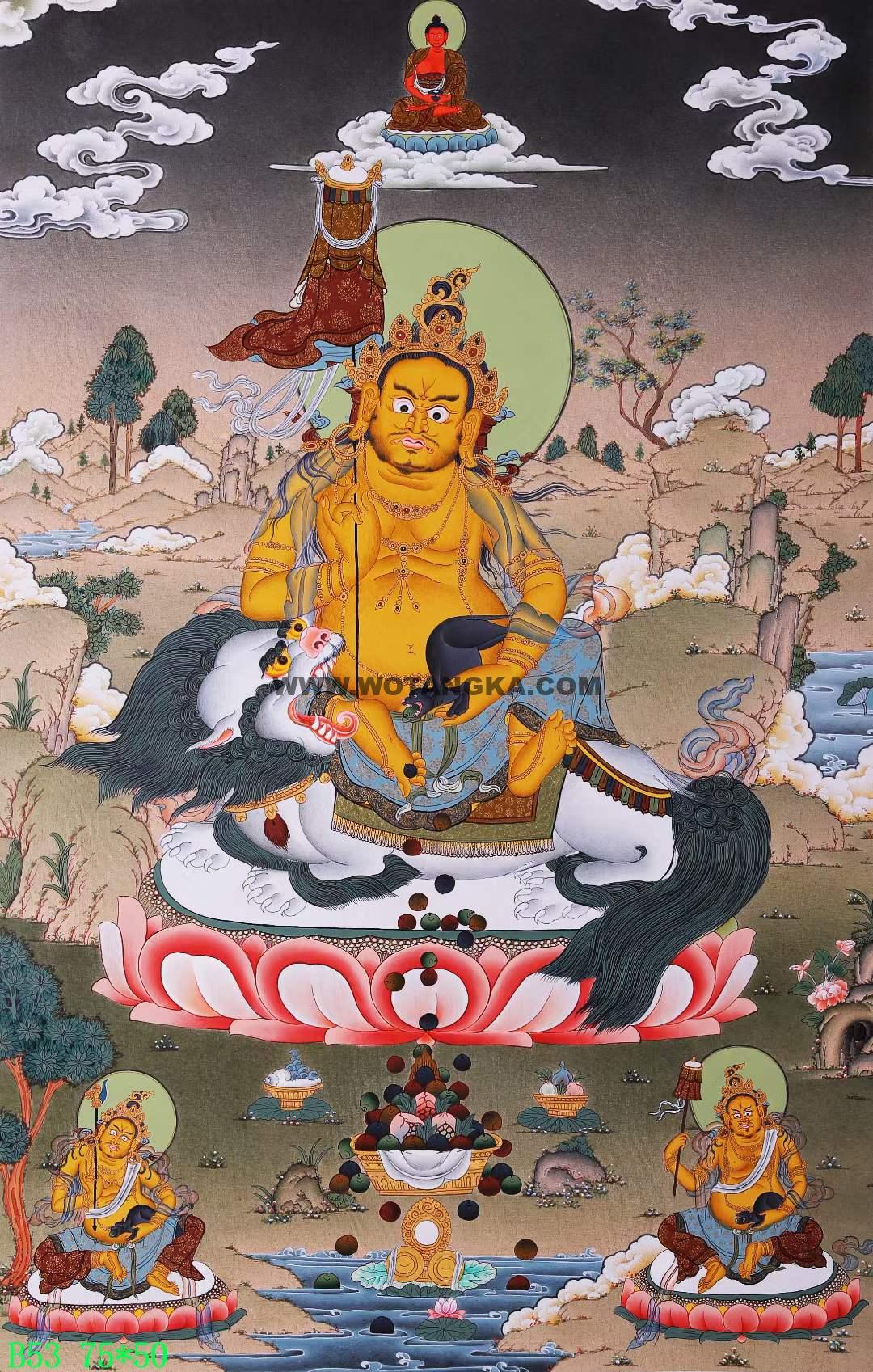 编号168-446554:彩绘唐卡-财宝天王(75*50CM左右)