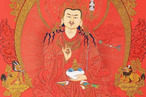 编号168-891574：红金唐卡-莲花生大士（80*50CM左右）