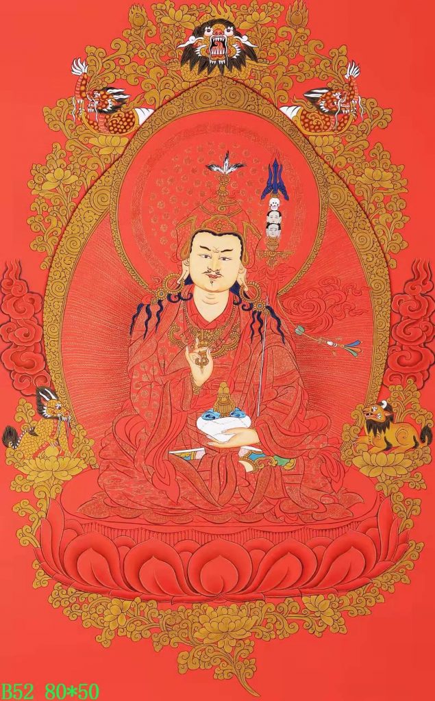 编号168-891574：红金唐卡-莲花生大士（80*50CM左右）
