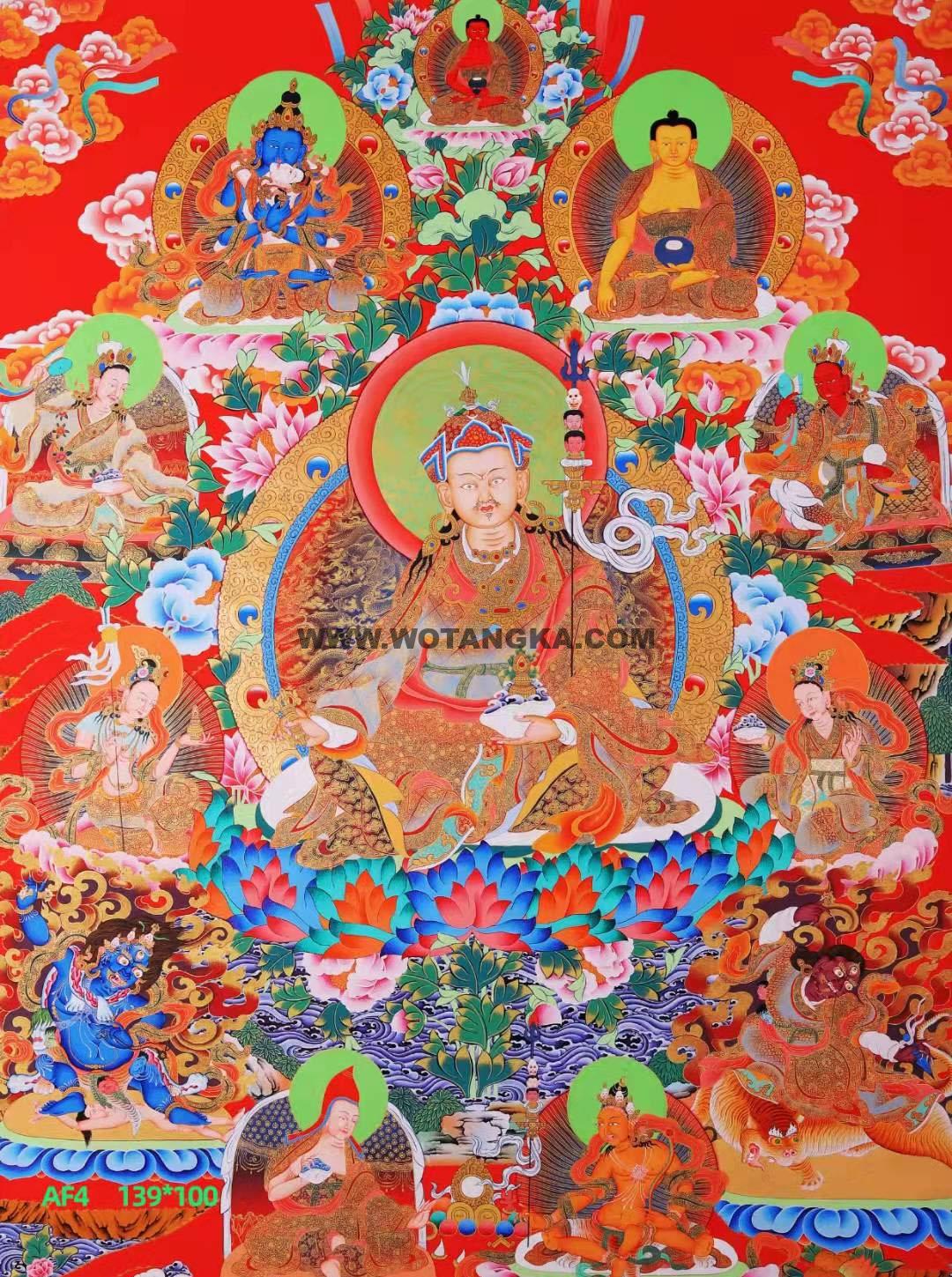 编号168-294477:彩绘唐卡-莲花生大士·莲师八相(139*100CM左右)