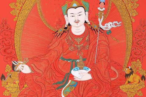 编号168-102828：红金唐卡-莲花生大士（80*50CM左右）