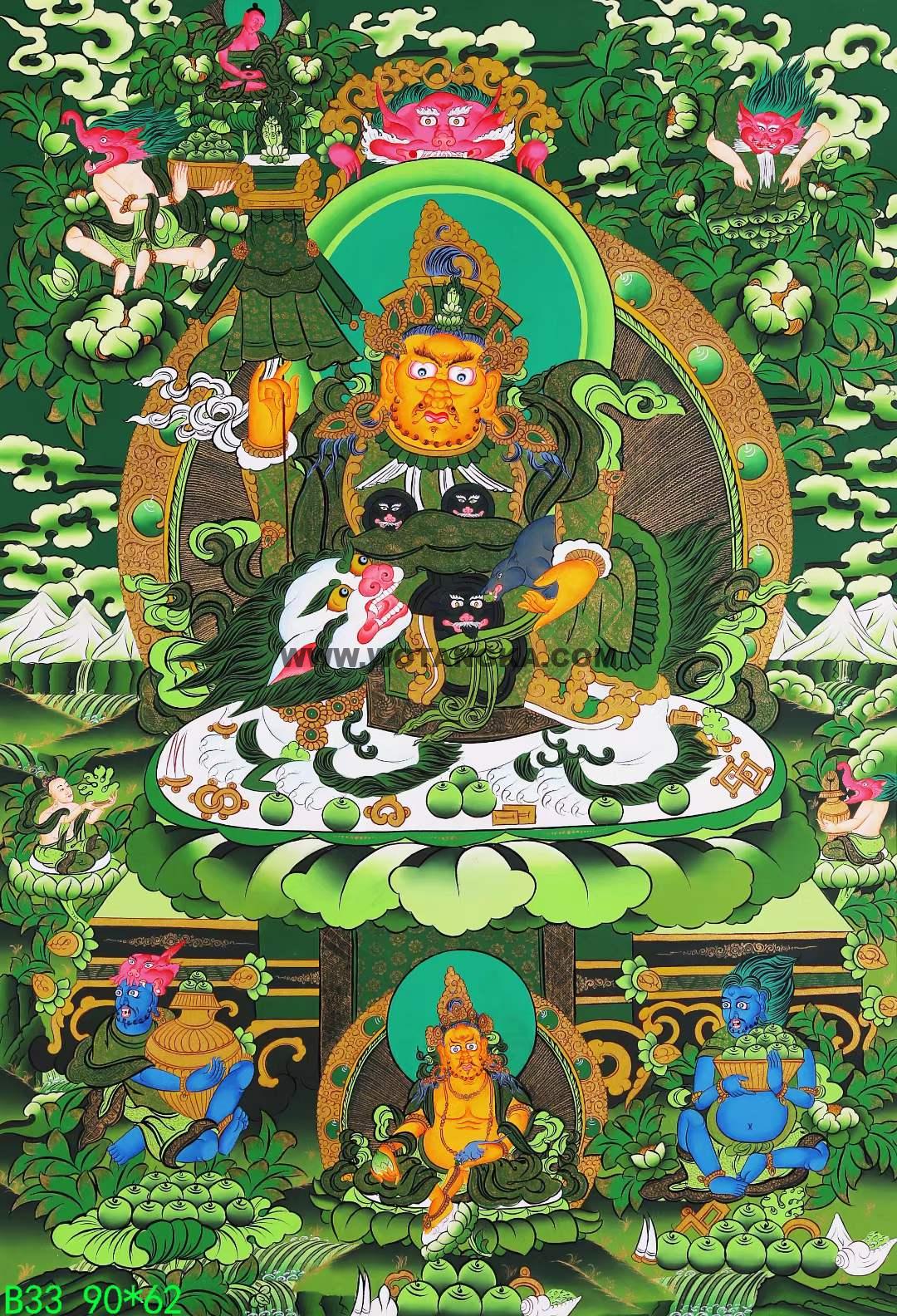 编号168-643072:彩绘唐卡-财宝天王(90*62CM左右)