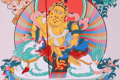 编号168-363516：彩绘唐卡-财宝天王（75*50CM左右）