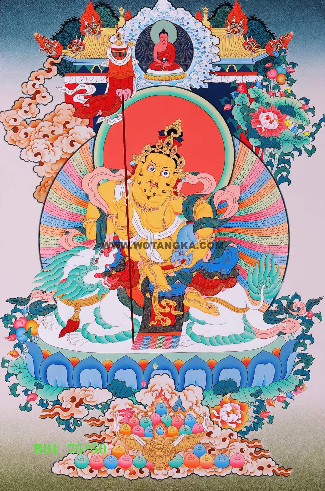 编号168-363516:彩绘唐卡-财宝天王(75*50CM左右)