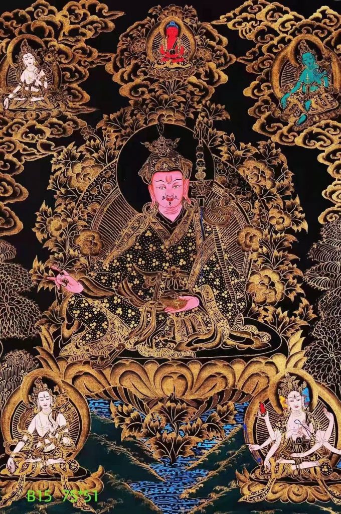 编号168-940406：黑金唐卡-莲花生大士（75*51CM左右）