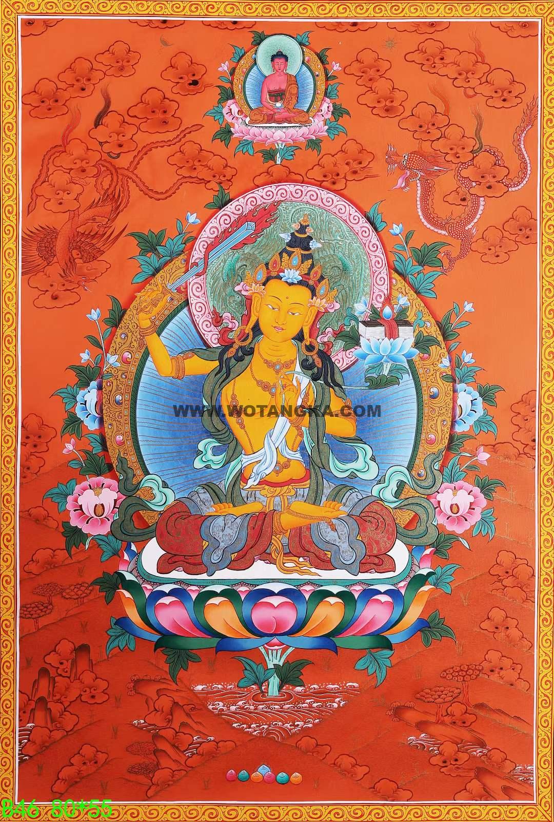 编号168-156354：彩绘唐卡-文殊菩萨（80*55CM左右）