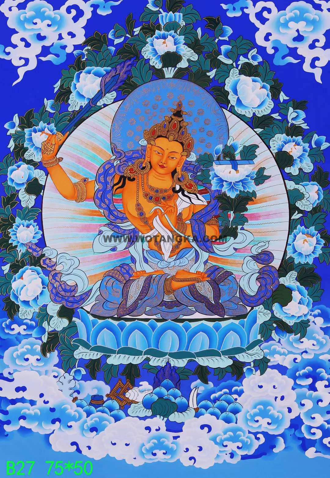 编号168-988208:彩绘唐卡-文殊菩萨(75*50CM左右)