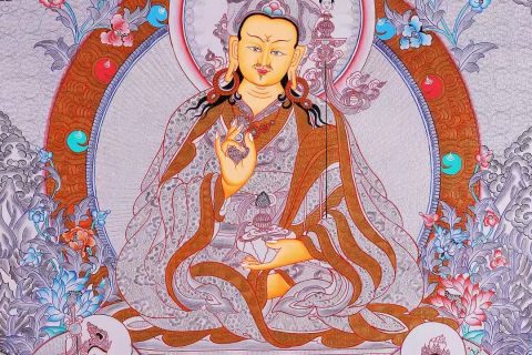 编号168-900609：白银唐卡-莲花生大士（75*52CM左右）