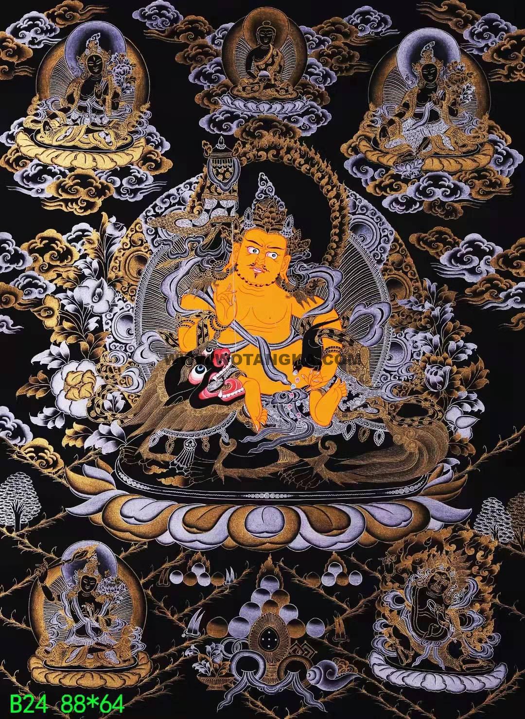编号168-694916:黑金唐卡-财宝天王(88*64CM左右)