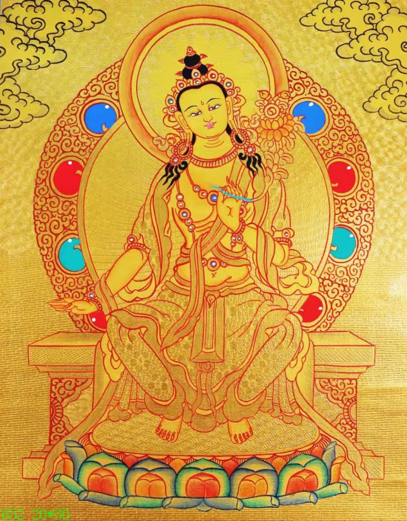 编号168-315800：黄金唐卡-天冠弥勒佛（20*30CM左右）