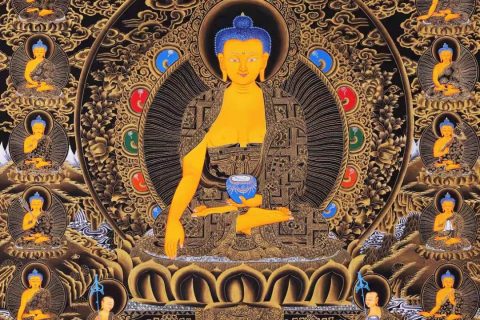 编号168-540054：黑金唐卡-释迦牟尼佛·三十五佛（60*45CM左右）