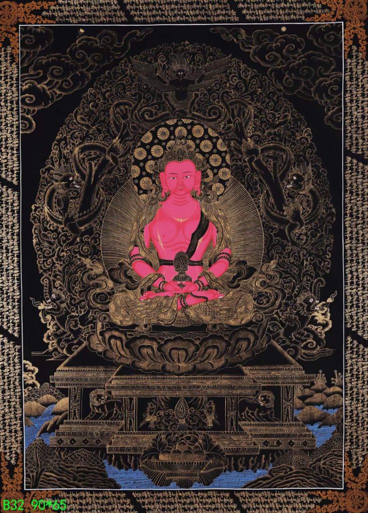 编号168-652386：黑金唐卡-长寿佛（90*65CM左右）