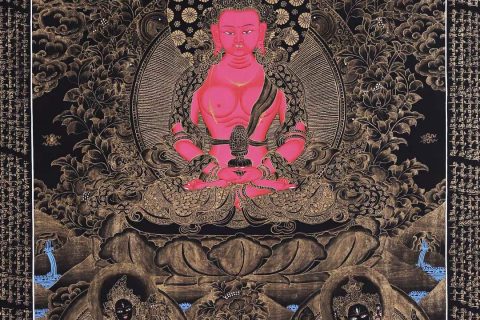 编号168-332700：黑金唐卡-长寿佛（90*65CM左右）