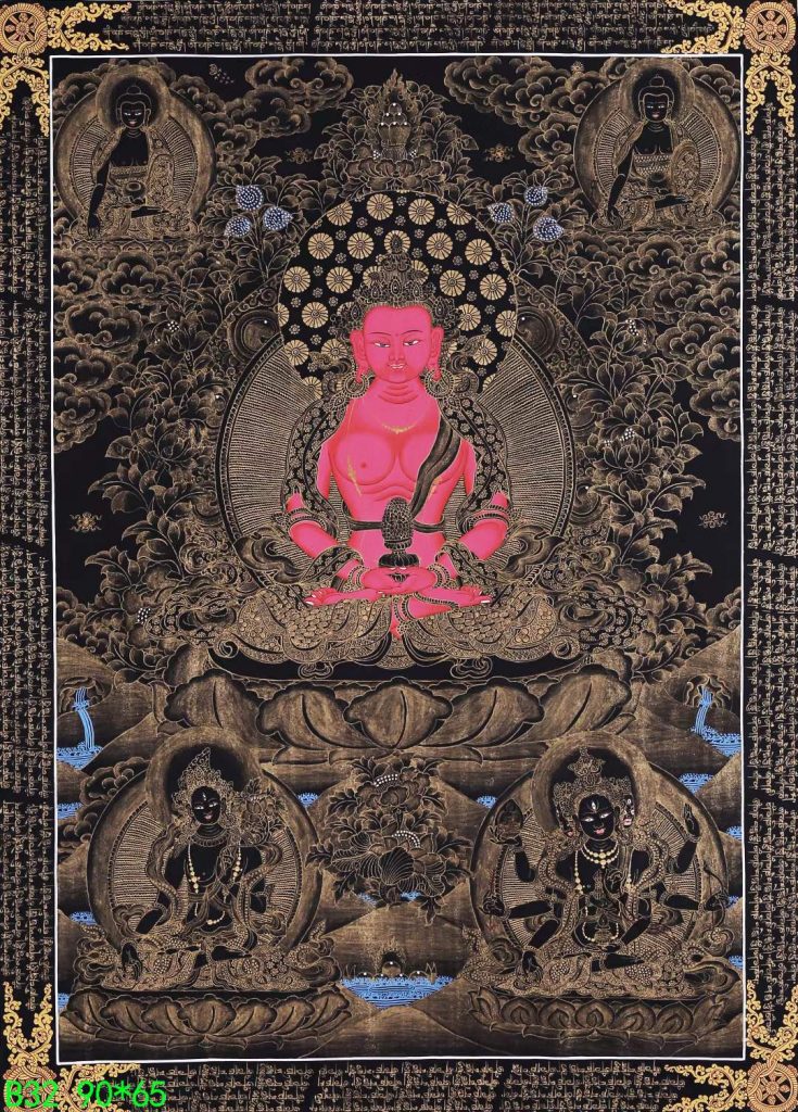 编号168-332700：黑金唐卡-长寿佛（90*65CM左右）
