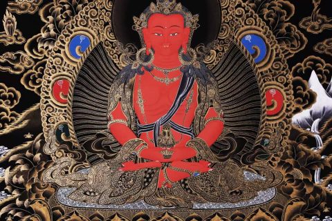 编号168-656155：黑金唐卡-长寿佛（60*45CM左右）