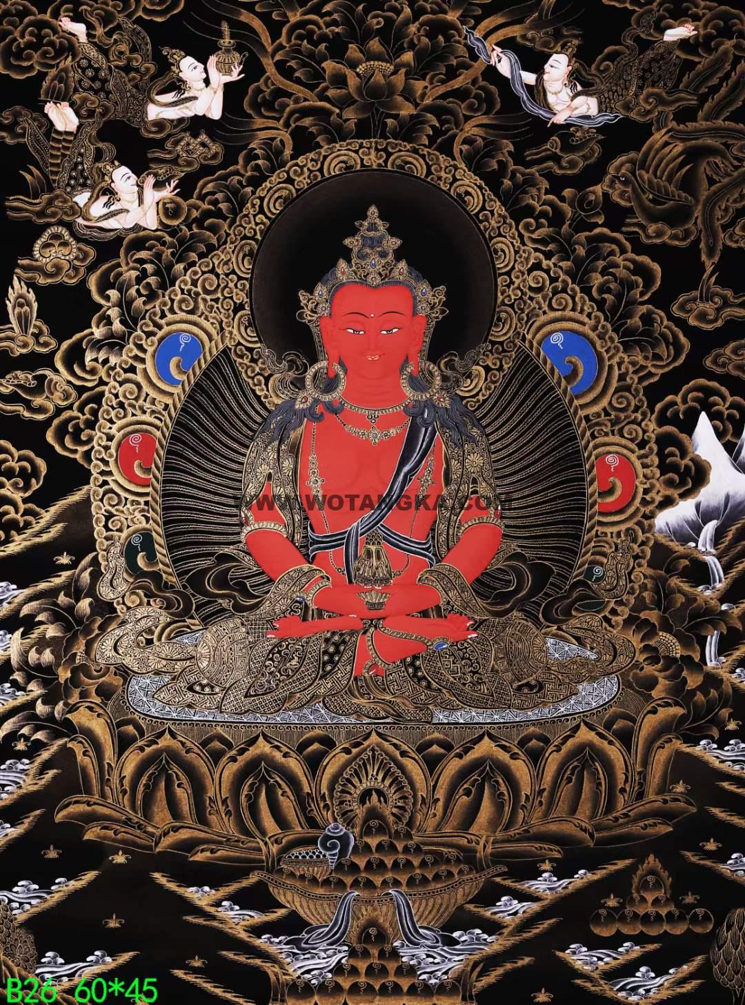 编号168-656155:黑金唐卡-长寿佛(60*45CM左右)