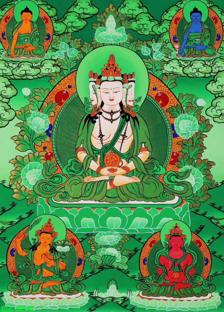 编号168-995292：绿金唐卡-大日如来（60*45CM左右）